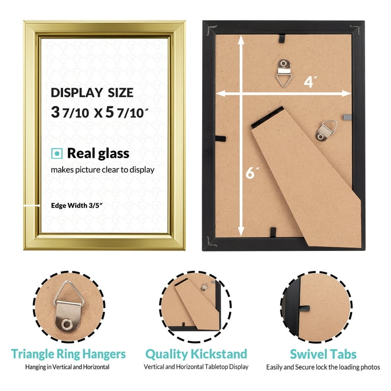 Sfugno 4x6 Picture Frame Rustic Wood Hinged Folding Triple Picture Frames  Collage, Double-Sided Display Rotatable High Definition Glass Photo Frame