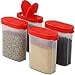 thumbnail image 2 of SIGNORA WARE Spice Jars with Lids -8 and 4 oz Refillable Empty Airtight Spice/Seasoning Containers Set -2 way Pour/Sift Shaker Lids Clear Plastic Spice/Seasoning Organizer Kitchen/Travel 8 pk.Red, 2 of 4
