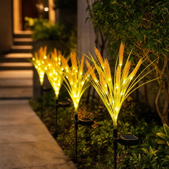 Outdoor Solar Lights, Solar Lights Waterproof LED Rice Spike Fall Decor, Fall Outdoor Decor Auto On/Off, Garden Decor for Pathway, Yard, Patio, Gardening Gifts for Women