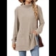 thumbnail image 2 of Camisas de Larga para Mujer, Blusas Túnica Casuales de Cuello Alto Caqui XXL, 2 of 10
