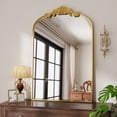 thumbnail image 2 of BEAUTYPEAK 38"x 24" Arched Bathroom Mirror Baroque Style Wall Decor,Gold, 2 of 8