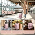 thumbnail image 4 of 2-In-1 Foldable Rolling Cart for Grocery Shopping, Light Pink Portable Tote Trolley with Collapsible Frame Smooth Wheels, Space-Saving Travel Cart for Market, Small Size, 4 of 8