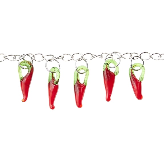 Bead Landing Glass Hot Chili Pepper Beads, 19mm, 12 Pack