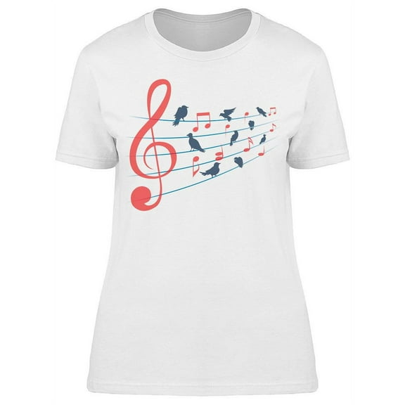 Music Notes And Birds T-Shirt Women -Image by Shutterstock, Female 3X-Large
