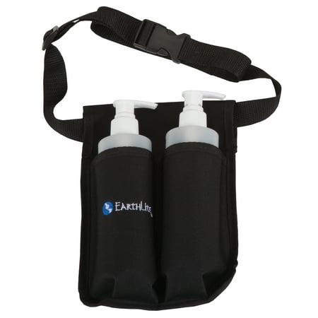 EARTHLITE Massage Bottle Holster Double Kit - Incl. 2 Bottles & Heavy Duty, Adjustable Double Holster for Massage Oil, Massage Lotion (2x 8oz)