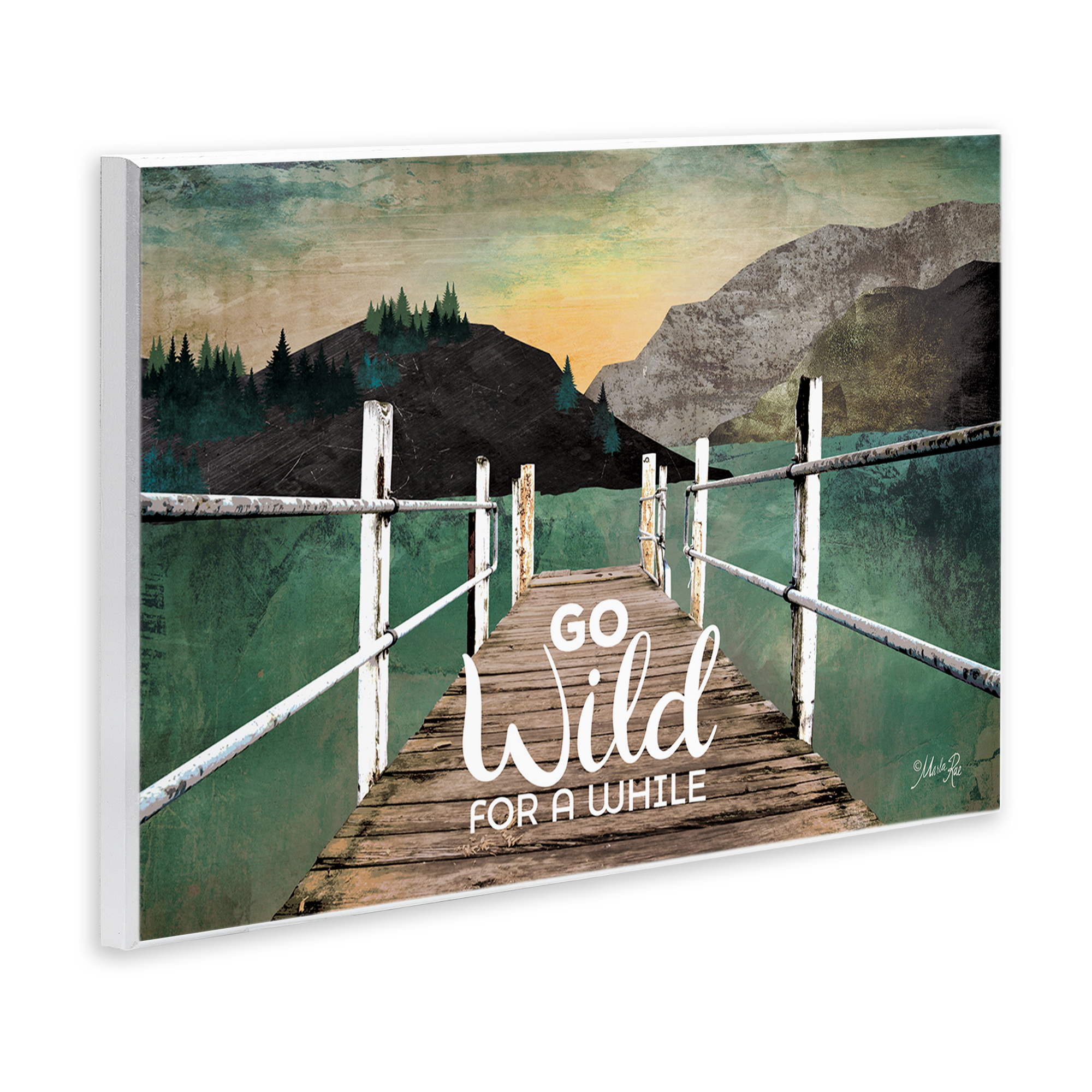 Stupell Industries Go Wild Rustic Phrase Landscape Painting Unframed Art Print Wall Art, 15 x 10