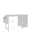 thumbnail image 4 of Escritorio con enchufes integrados, 3 cajones y bolsillos laterales, estructura de acero industrial, diseño tipo concha (blanco glaciar), 4 of 4