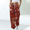 thumbnail image 2 of successthop Baggy Sweatpants for Women Drawstring Joggers Elastic Waist Floral Printed Sportpants Low Rise Trousers, 2 of 5