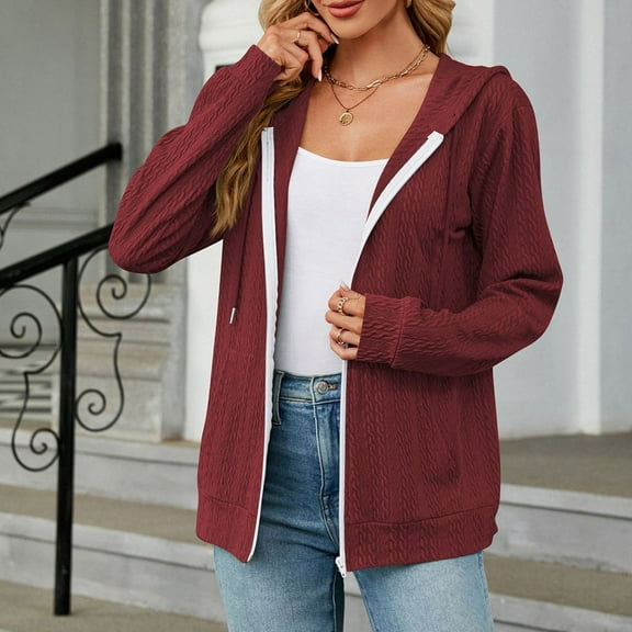 up to 60% off Gifts Usmixi Sweatshirt Coats for Women Sweater Coats for Women Long Sleeve Winter Lightweight Comfy Knitted Hooded Coats Casual Solid Open Front Zipper Pocket Girls Jackets