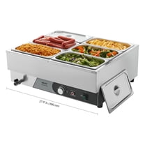 VEVOR Commercial Food Warmer, 1500W Electric Stainless Steel Steam Food Warming with Lid, Fast Heating Countertop Buffet Bain Marie with Six 1/3 Size Food Pans, for Catering, Restaurant and Party