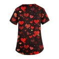 thumbnail image 4 of Valentines Scrubs Tops Women Plus Size Loose Short Sleeve Cute Love Heart Printed Scrubs Hoilday V Neck Scrub Shirts Medical Nurse Uniform Nursing Workwear with Pockets Wine M, 4 of 5