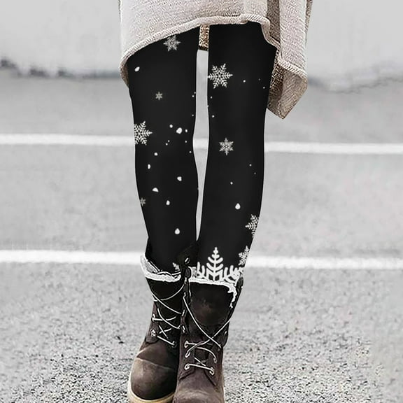 Azrian Women's Plus Size Swearpants Fashion Casual Christmas Printed Tight Leggings High Waist Long Pants