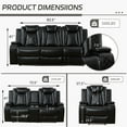 thumbnail image 2 of Power Recliner Sofa Set with LED, Breathing Leather Living Room Furniture, Reclining Leather Sofa with USB Ports/Cup Holders/Armrest Storage (3 Pieces Couch Set, Black), 2 of 5