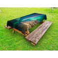 thumbnail image 1 of Nature Outdoor Tablecloth, Mystical Aurora Borealis above the Rocky Hills Magnetic Poles Solar Space Panorama, Decorative Washable Fabric Picnic Table Cloth, 58 X 84 Inches,Jade Green, by Ambesonne, 1 of 2