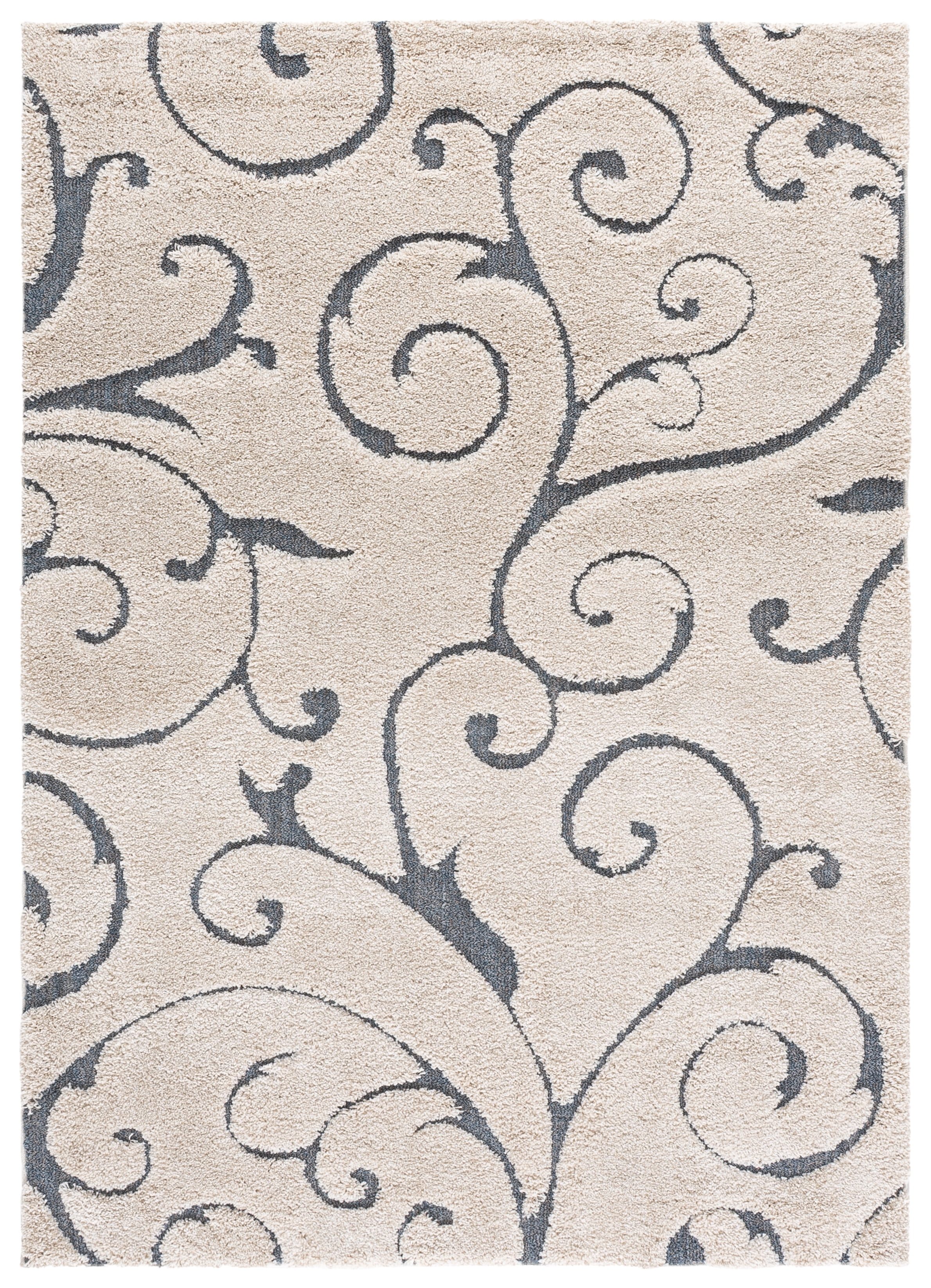 Safavieh Florida Doug Floral Vines Geometric Shag Area Rug, Beige/Blue Gray, 6' x 8'