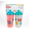 Nuby No-Spill Insulated Hard Spout 9 oz Cup, 2 Count Coral/White