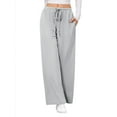 thumbnail image 7 of SWQZVT Womens Pants Waffle Wide Leg Casual Pants for Women Drawstring Workout Comfy Lounge Pants Grey with Pockets M, 7 of 7