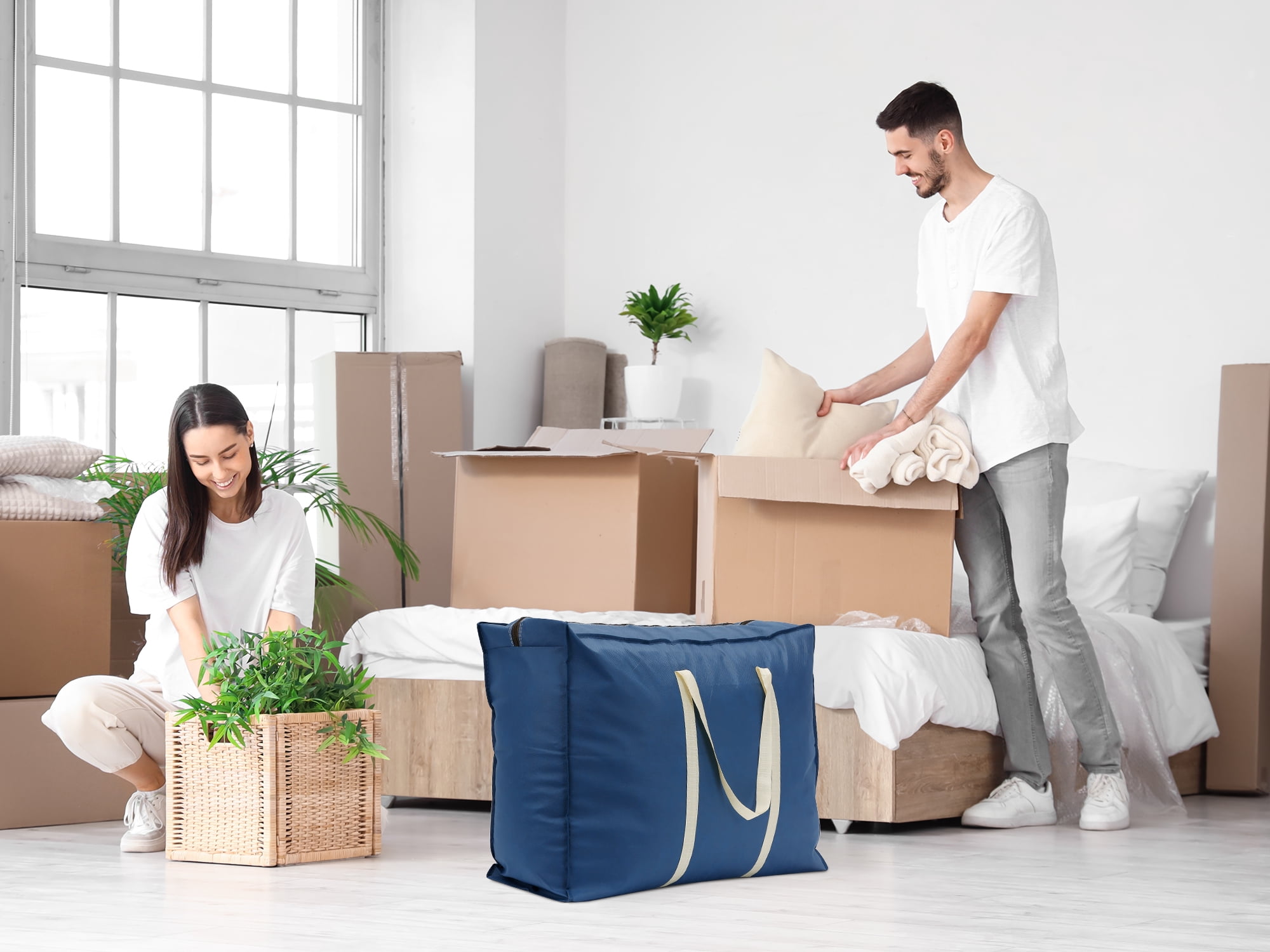 Unique Bargains 1 Pack Clothes Storage Bags Moving Bags Navy Blue 31*22*10in