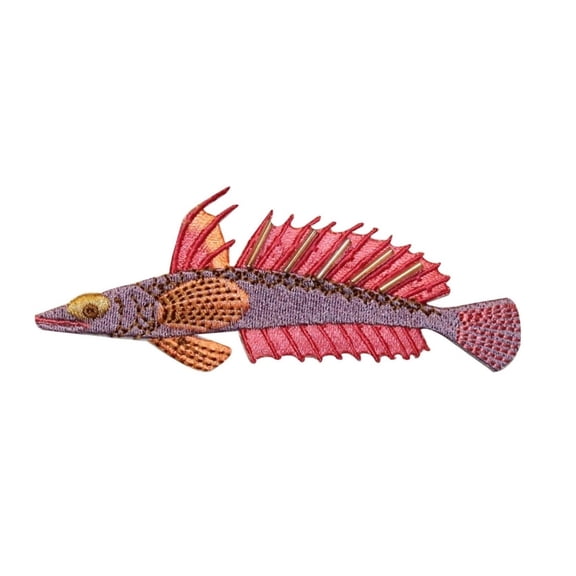 ID 0215 Tropical Spine Fish Patch Spike Ocean Fishing Iron On Applique