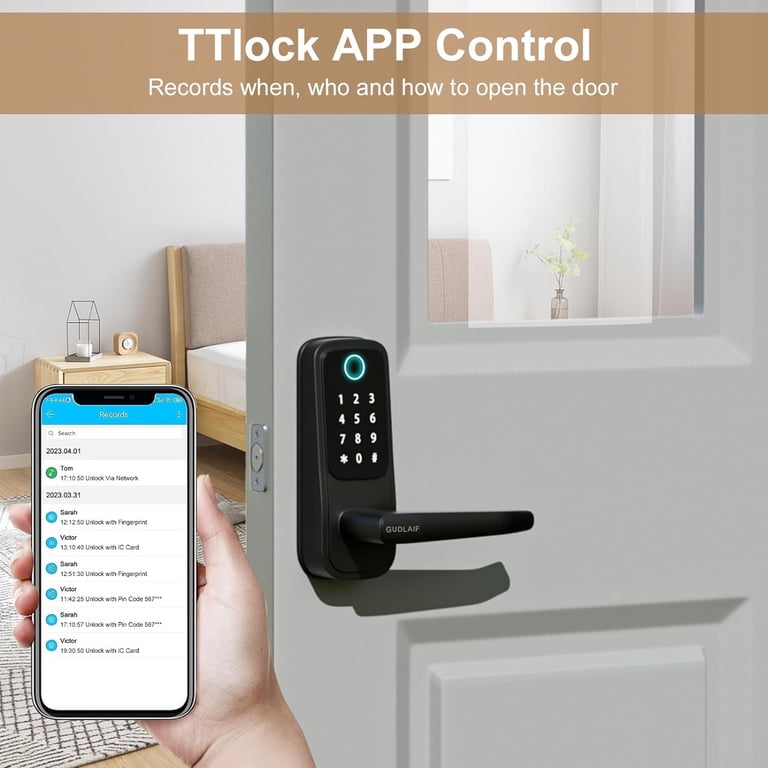 TEKXDD 5-in-1 Smart Lock with Handle, Fingerprint Door Lock, Keyless TEKXDD 5-in-1 Smart Lock with Handle, Fingerprint Door Lock, Keyless