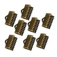 thumbnail image 1 of CIMAXIC 100PCS 1.3CM Plated Ribbon Ends Metal Fastener Clasps Textured Crimp End Clamps Cord Ends Buckles Zipper Clips DIY Jewelry Accessories (Bronze),0.51"X0.2"X0.2", 1 of 5