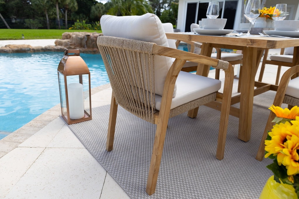 Rimini 7-Piece Acacia Wood Outdoor Furniture Dining Set with Dining Table and 6 Dining Chairs