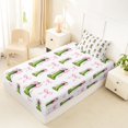 thumbnail image 2 of Manfei Pink Girly Bowtie Twin Fitted Sheet,Cute Cucumber Pattern Bedding,2pcs,1 Fitted Sheet and 1 Pillowcase, 2 of 6