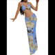 thumbnail image 1 of Vestido Maxi de Baño con Estampado Floral Triangular y Espalda Descubierta para Mujer Azul S, 1 of 8