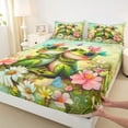 thumbnail image 3 of Manfei Cute Animal Frogs Boy Girl 4 Pieces Queen Sheet Sets,Spring Garden Ultra Soft Flat Sheet,Valentine Couple Lover Queen Fitted Sheet,Lightweight Room Decor, 3 of 7