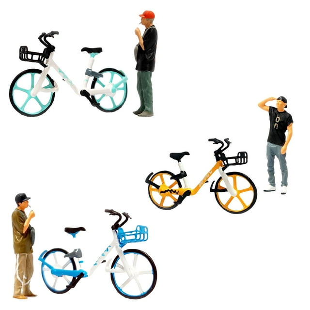 3 piezas 1/64 de con escenario de parque de bicicletas para decoración de escritorio de caja de cerillas Sunnimix figura de gente en miniatura