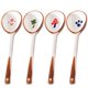 thumbnail image 5 of 4pcs Long Handle Ceramic Spoons Reusable Lightweight Cutlery for Soup, Porridge & Noodles with Cherry Blossom and Four Leaf Design, 5 of 5
