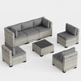 thumbnail image 7 of 7-Piece Outdoor Patio Furniture Set, PE Wicker Rattan Sectional Sofa Conversation Set with Tempered Glass Table & Thick Cushions - All-Weather Garden, Backyard Furniture,Grey, 7 of 7