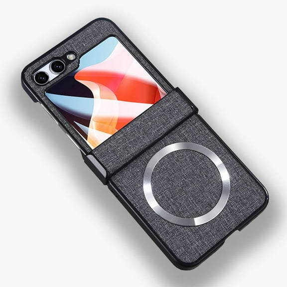 Magnetic Case for Samsung Galaxy Z Flip 5 with Screen Protector Hinge Protection Slim Lightweight Case-Gray