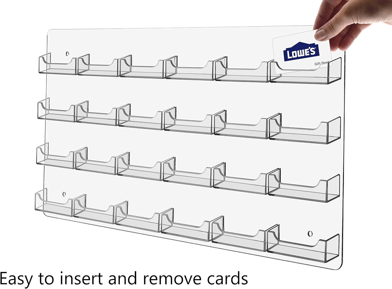 Business Card Holder, 48 Pockets, Wall Mount, 0.75-Inch Deep Pockets (Clear Acrylic) (BCCLWM48)