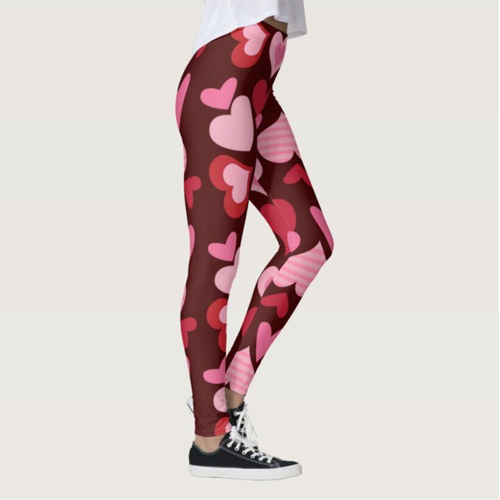 HAXMNOU Women's Valentine's Day Lovesy Stripes Print Leggings Skinny Pants  For Yoga Running Pilates Gym Pink XXL - Walmart.com