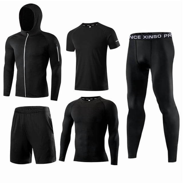 Conjunto deportivo multiusos para hombre, 5 piezas, para exteriores, ajustado, informal, para gimnasio, correr