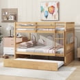 thumbnail image 6 of Bellemave Full Over Full Solid Rubber Wood Bunk Bed with Trundle and Ladder Convertible into 2 Full Size Beds with Headboard and Footboard 2 Full Bunk Bed with Twin Trundle, White Oak, 6 of 10