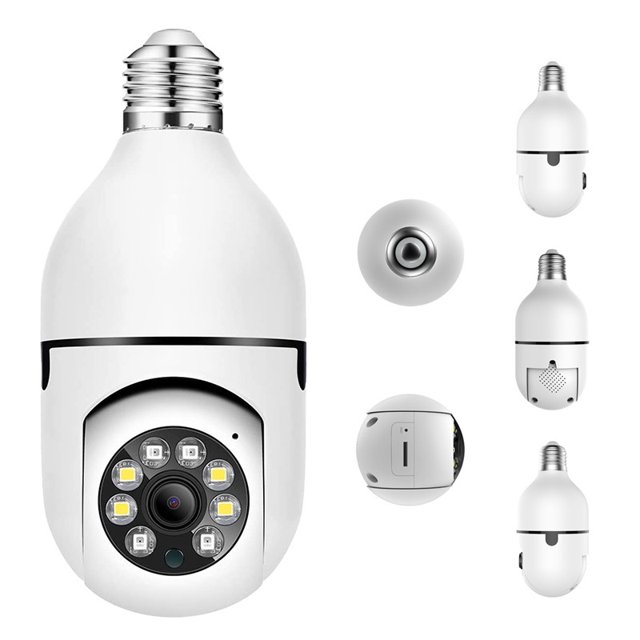 Cámara con bombilla A6, luz dual, a todo color, 360 grados, inalámbrica, cámara de vigilancia HD e27 para el hogar
