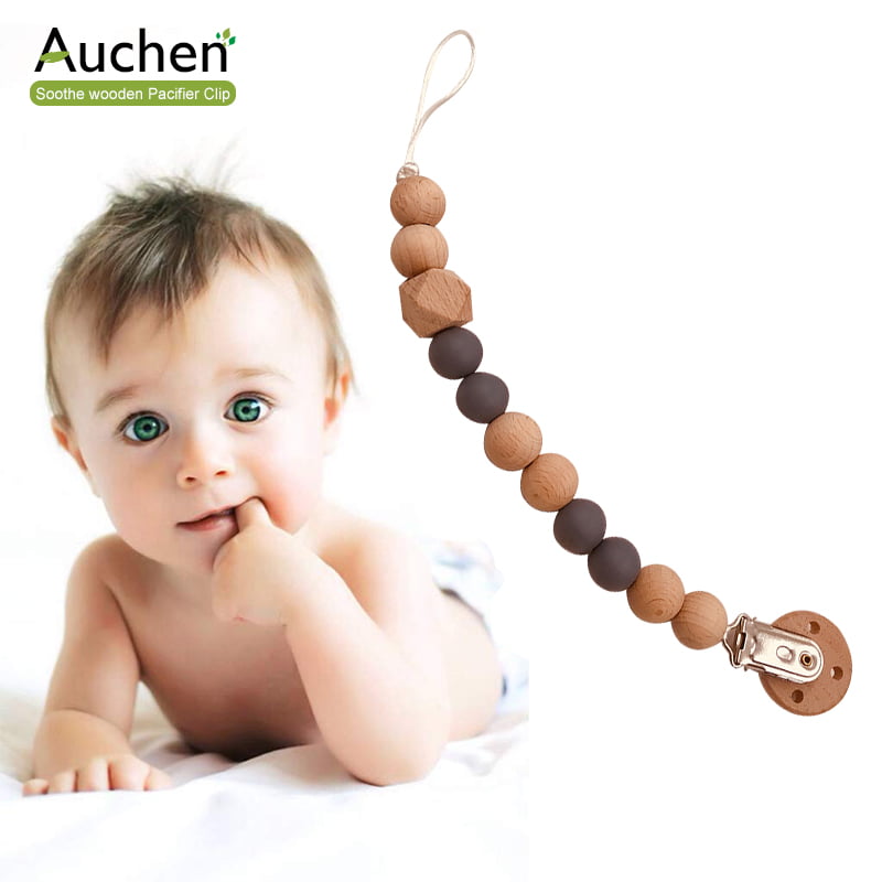 Non-toxic Safety Bite Star Beaded Silicone Dummy Clip Pacifier Chain For Baby JI 