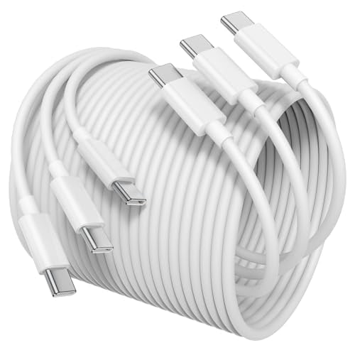 TYPPKMM 4-Pack 3FT USB-C to USB-C PD Fast Charging Cable – Compatible with iPhone 16/15 Pro Max, Samsung Galaxy S25/S24/S23/S22 Ultra, iPad Pro (White)