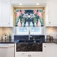 thumbnail image 5 of Yayeee Kitchen Curtains Tier Pair Light Filtering 27"x24" Rod Pocket Short Cafe Window Panel, Pink Flowers, 5 of 7