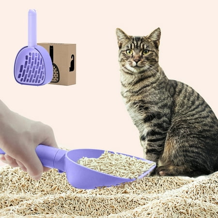 Summercome Cats Litter Box Poop Scoop  Multifunction Kitten Litter Sifter System with Waste Bag  Small Poop Scoop for Cats Litter Box with Holder  Light Fast Comfortable  Sturdy Durable  Purple