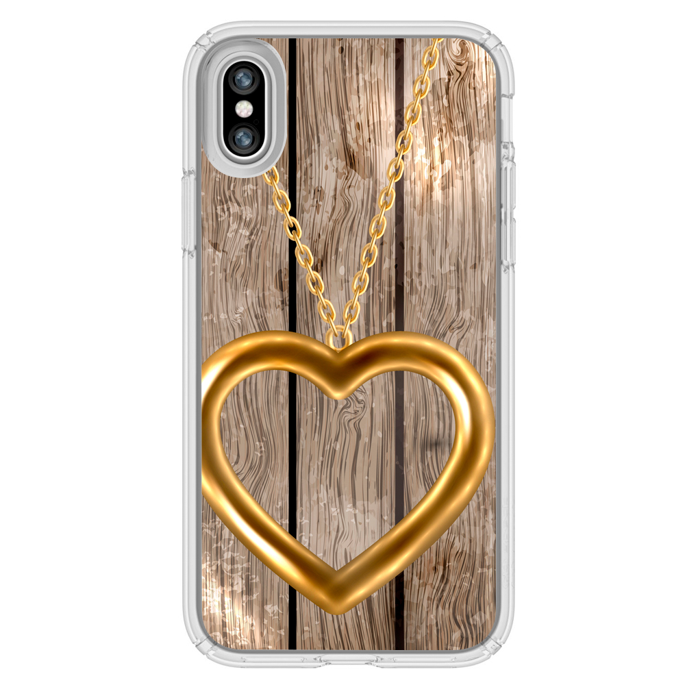 Image Of Golden Heart On A Chain Hanging Over Wood Apple Iphone X Plus Phone Case Walmart Com Walmart Com