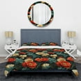 thumbnail image 3 of Designart "Blooming In Deep Red And Beige" Floral Bedding Covert Set - Cottage Bed Set With 2 Shams, 3 of 5