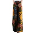 thumbnail image 1 of Pantalones largos hasta los tobillos de algodón y lino con estampado para mujer, pantalones elásticos casuales con bolsillos Fridja  alkflakhf33371, 1 of 8