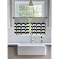 thumbnail image 3 of Sheer Curtains 54 Inch Length 2 Panels Set for Kitchen, Black Chevron Semi Sheer Curtains for Windows, Geometric Grey Print Wavy Striped White Voile Window Treatments Rod Pocket Curtain, 3 of 7