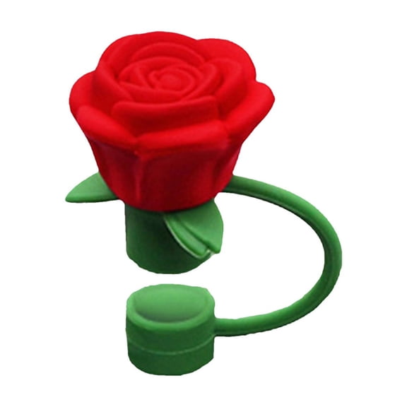 Straw Covers Cap Toppers,0.39 Inch Rose Flower Straw Covers for Cup,Topper,Silicone Cover Dust Proof Plugs Protector,Flower Straw Tips Drinking Dust Cap for 30&40 Oz Accessories(Red)
