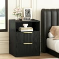 thumbnail image 2 of LIKIMIO Nightstand Set of 2, Fluted Bedside Table with Drawer Storage, Modern End Table Bedside Stand for Bedroom Living Room Office, Black, 2 of 7