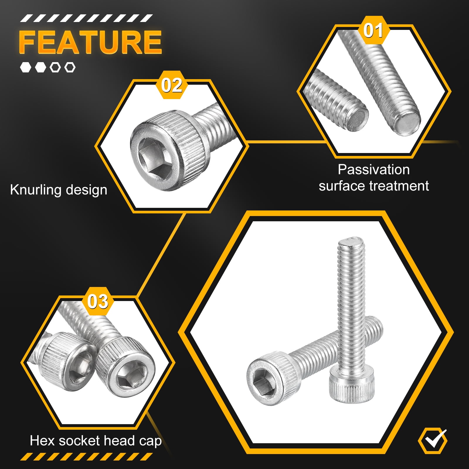 M6-1x30 Socket Head Cap Screws Bolts - 50Pack - Good for Road Bicycle - 304 Stainless Steel - Silver