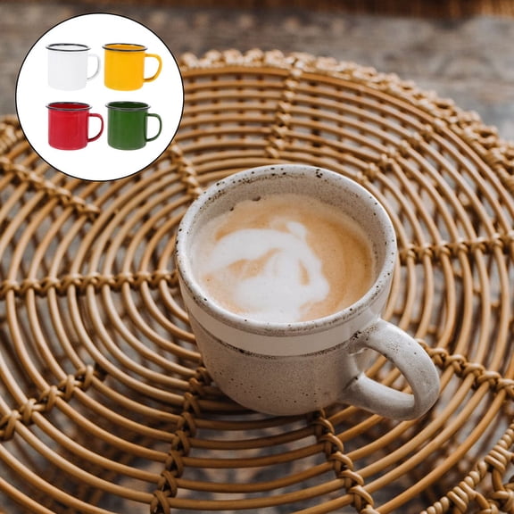 SASABAXI Enamel Mugs White 4Pcs 3.34X2.75X2.40Inch For Daily Use With Family